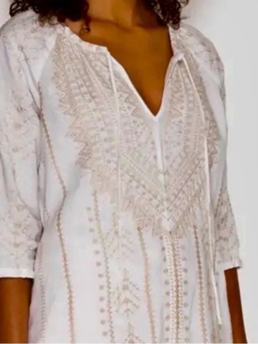 Stunning Johnny Was embroidered tunic linen blouse